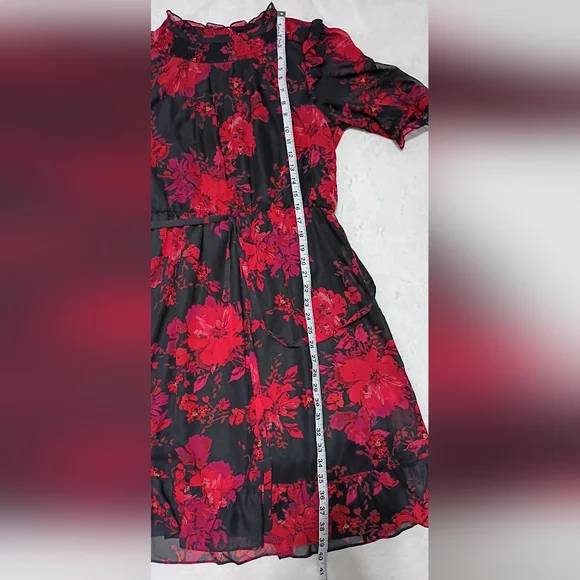 Chetta B Black and Red Floral Midi Dress - Picture 4 of 7